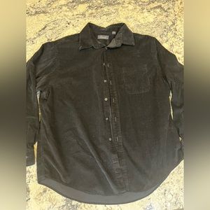 Black corduroy button down